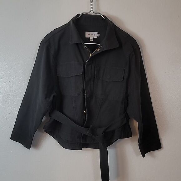 Frame Cotton Belted Blazer  - Picture 3 of 12